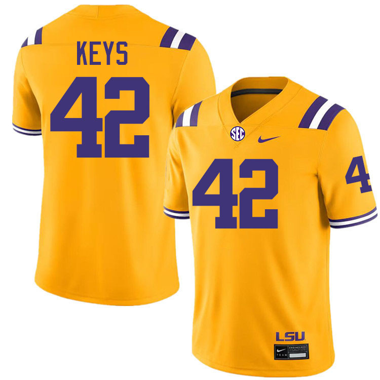 #42 Davhon Keys LSU Tigers Jersey,Louisiana State University Tigers Football Jersey-Gold